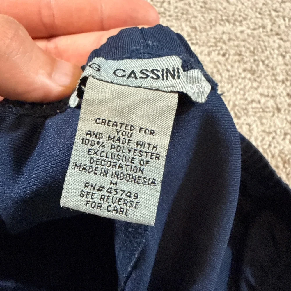 Vintage Oleg Cassini Sport Track Pants Mens Medium Navy Blue Side Stripe 90s